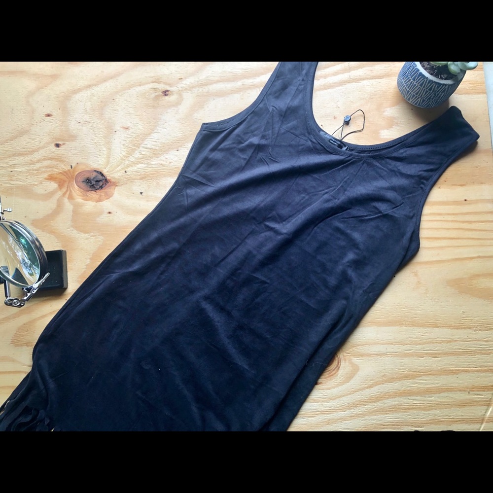 Christian Siriano black fringe dress